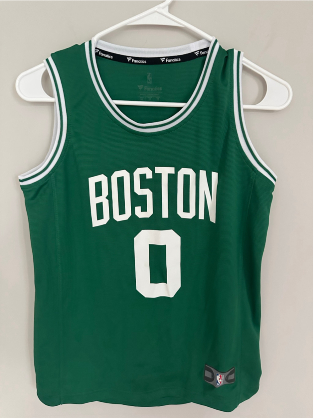 Child’s Fanatics Boston Celtics Jayson Tatum Jersey Size M Green White